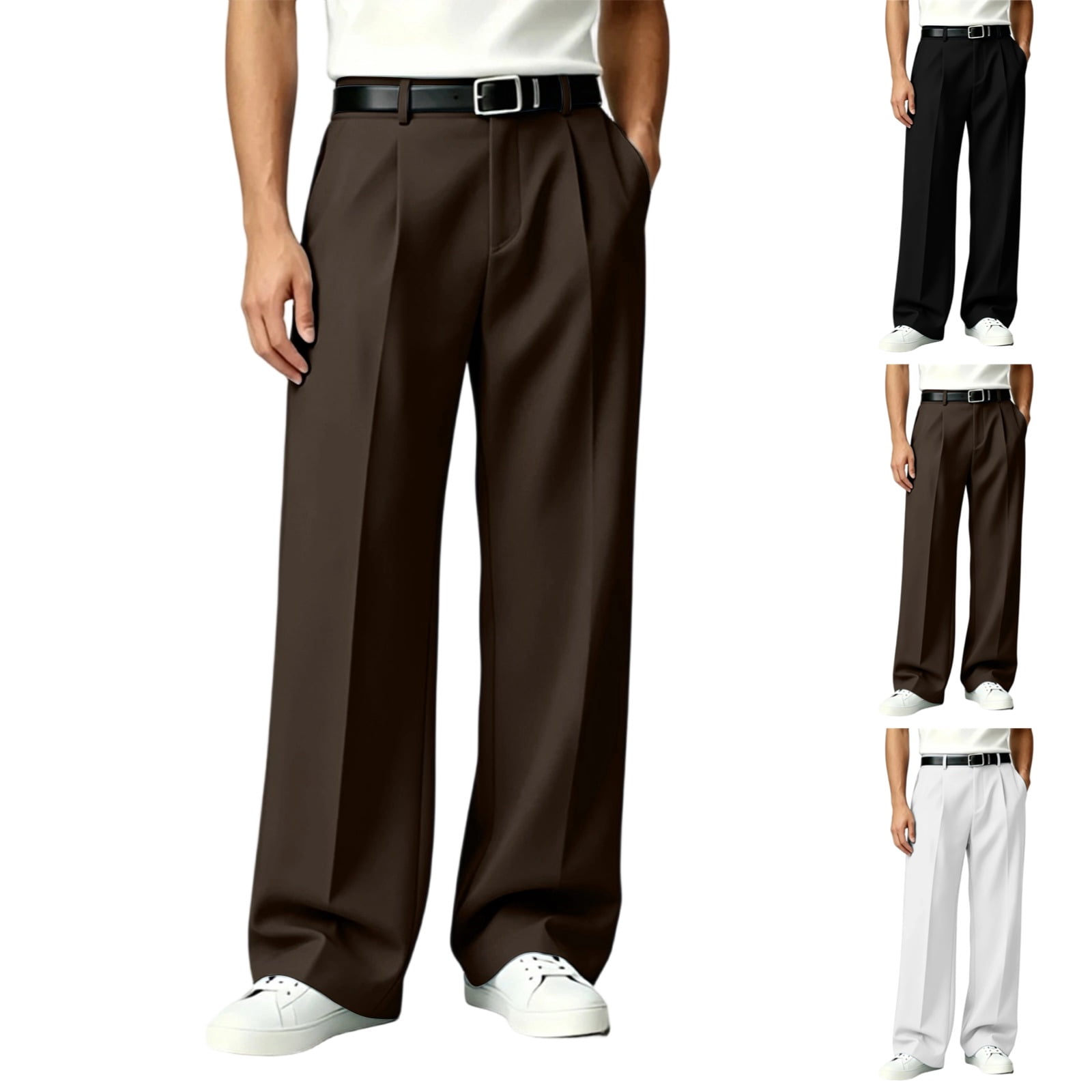 LTTVQM Mens Dress Pants Old Money Casual Baggy Wide Leg Pleated