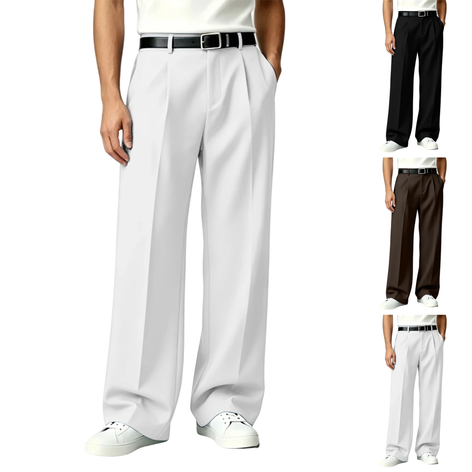 LTTVQM Mens Baggy Dress Pants Old Money Pleated Casual Wide Leg