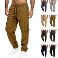 thumbnail image 1 of LTTVQM Mens Cargo Pants Ripstop Drawstring Waist Stretch Fishing Hiking Pants Outdoor Workout Breathable Casual Work Trousers with Multi Pockets, 1 of 6