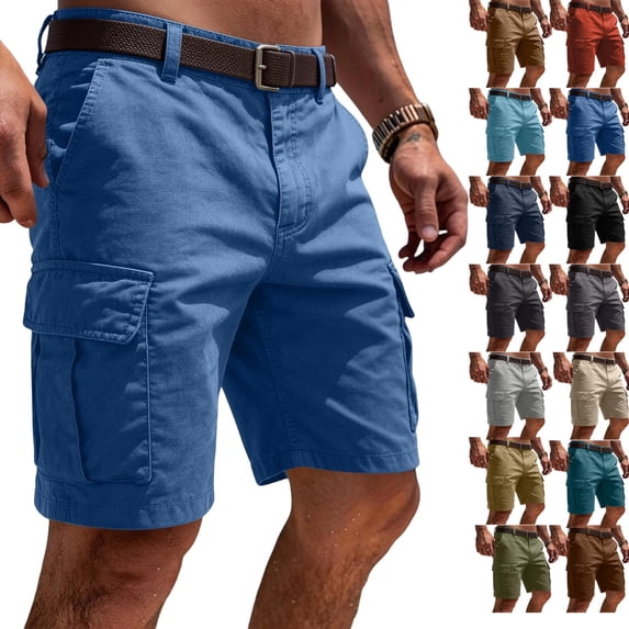 LTTVQM Mens Cargo Shorts Hiking Outdoor Relaxed Fit Summer Casual Athletic Work Shorts with Pockets Comfy Hunting Travel Fishing Short Pants Dark Blue M