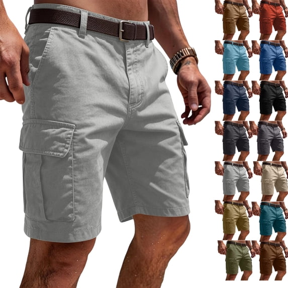 LTTVQM Mens Cargo Shorts Hiking Outdoor Relaxed Fit Summer Casual Athletic Work Shorts with Pockets Comfy Hunting Travel Fishing Short Pants Light Gray XL