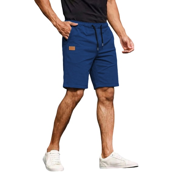 LTTVQM Mens Casual Shorts Cotton Drawstring 2026 Trendy Summer Beach Stretch Twill Chino Work Golf Shorts Blue M