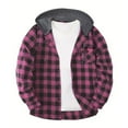 thumbnail image 1 of LTTVQM Mens Flannel Hoodie Shirt Casual Button Down Plaid Jacket Shirts Stylish Long Sleeve Shirts with Pocket Pink 3XL, 1 of 3