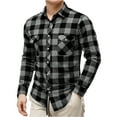 thumbnail image 1 of LTTVQM Mens Flannel Shirts Long Sleeve Casual Spring Plaid Button Down Shirt Cotton Shirt Cowboy Work Shirts with Pockets Black 3XL, 1 of 8
