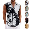 thumbnail image 1 of LTTVQM Mens Hawaiian Shirts Summer Beach Sleeveless Button Down Shirts Casual Tropical Print T Shirts Basic Clothing Wine 2XL, 1 of 6