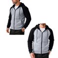 thumbnail image 1 of LTTVQM Mens Hoodie Raglan Contrast Full Zip Fleece Hoodie Loose Fit Casual Daily Leisure Sweatshirt Light Gray L, 1 of 8