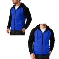 thumbnail image 1 of LTTVQM Mens Hoodie Raglan Sleeve Contrast Zip Fleece Hoodie Casual Relaxed Fit Daily Street Outerwear Royal Blue L, 1 of 7