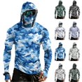 thumbnail image 1 of LTTVQM Mens Hoodies with Face Mask UPF 50+ Sun Protection Camo Long Sleeve Shirts Rash Guard Breathable Running Workout T Shirts Blue L, 1 of 10