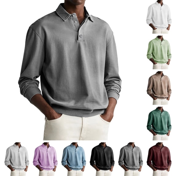 LTTVQM Mens Long Sleeve Polo Shirt Mesh Knit Breathable Casual Lightweight Lapel Collared Golf Shirts Classic Fit Athletic Workout Tennis Tops Gray 5XL