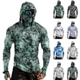 thumbnail image 1 of LTTVQM Mens Long Sleeve Shirts with Face Mask UPF 50+ Sun Protection Camo Hoodie Running Rash Guard Lightweight Hooded Shirts Workout Trendy Tops Black L, 1 of 10