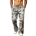thumbnail image 1 of LTTVQM Mens Loose Fit Camo Trousers Active Realtree Leaf Camo Multi Utility Side Pockets Elastic Waistband Summer Beach Daily Full Length Trousers Light Gray XL, 1 of 7