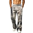 thumbnail image 1 of LTTVQM Mens Loose Fit Camo Trousers Camp Pixel Digital Camo All Over Digital Print Adjustable Drawstring Outdoor Athletic Wide Leg Trousers Coffee S, 1 of 7