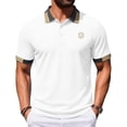 thumbnail image 1 of LTTVQM Mens Outdoor Activity Contrast Cuff Embroidered Waffle Polo Shirt Lightweight Cooling Short Sleeve Collared Top Summer Breathable Soft Golf Casual Wear White 2XL, 1 of 6