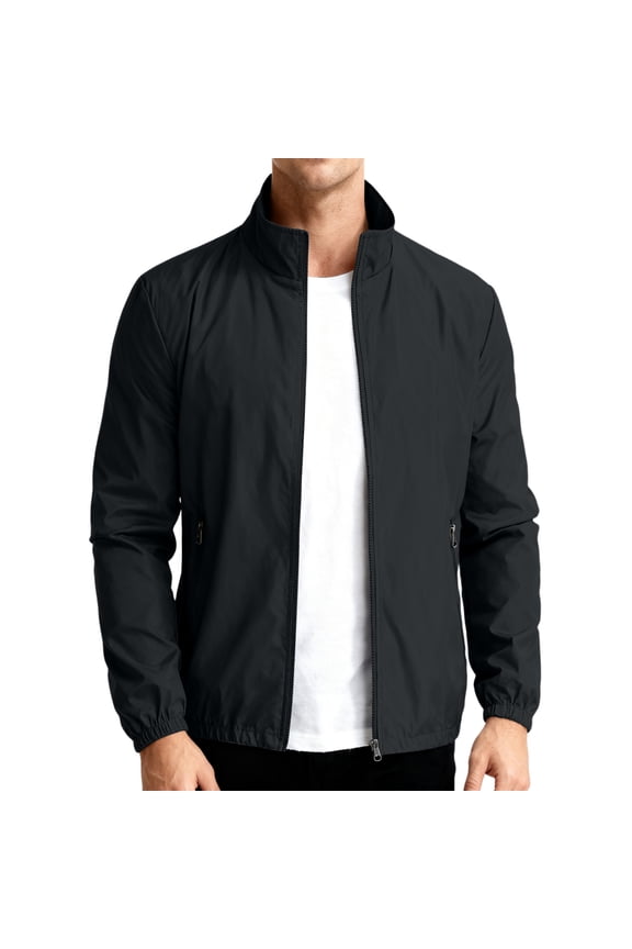 Mens Oversized Lightweight Jackets Light Windbreaker Casual Flight Jackets Spring Fall Active Coat Outwear Black XL