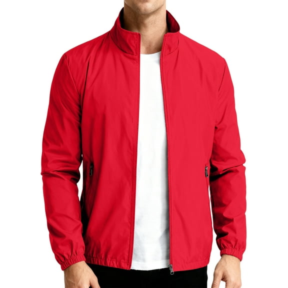 LTTVQM Mens Oversized Lightweight Jackets Light Windbreaker Casual Flight Jackets Spring Fall Active Coat Outwear Red XL