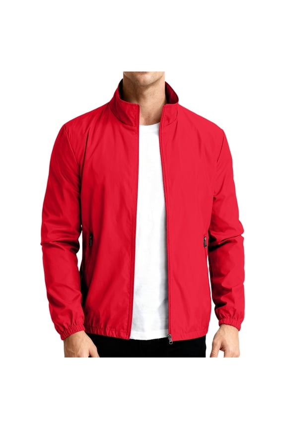 Mens Oversized Lightweight Jackets Light Windbreaker Casual Flight Jackets Spring Fall Active Coat Outwear Red XL