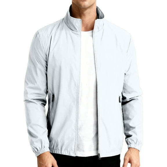 LTTVQM Mens Oversized Lightweight Jackets Light Windbreaker Casual Flight Jackets Spring Fall Active Coat Outwear White XL
