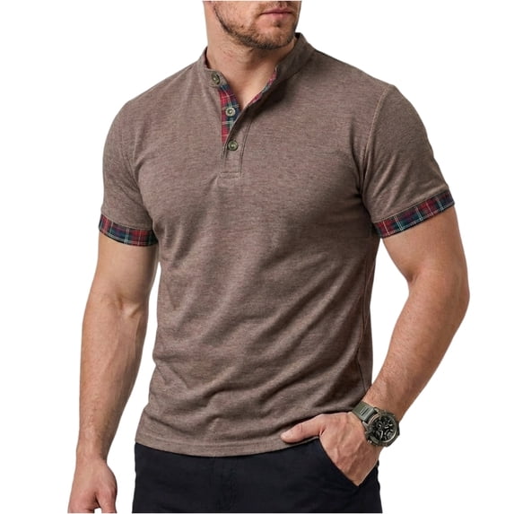 LTTVQM Mens Polo Shirts 2026 Summer Spring Short Sleeve Color Block Quarter Zip Golf Shirts Fashion Athletic Workout Golf Polo Tees Casual Collared Shirt Coffee XL
