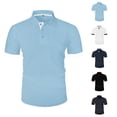 thumbnail image 1 of LTTVQM Mens Polo Shirts Short Sleeve 2026 Summer Casual Golf Shirts Collared Textured Slim Fit Button Men's Polo T Shirts Light Blue 2XL, 1 of 6
