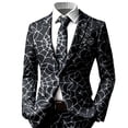 thumbnail image 1 of LTTVQM Mens Single Breasted Notch Lapel Suit Jacket Halloween Retro Spider Web Print Fashion Holiday Party Blazer (Excluding tie and pocket decoration) Black M, 1 of 3