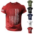 thumbnail image 1 of LTTVQM Mens Summer T-Shirts Flag Graphic Short Sleeve Workout Tees Casual Basic Crew Neck 4th of July Patriotic Shirts Outfoor Indoor Tee Red L, 1 of 4