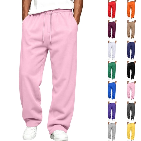 LTTVQM Mens Sweatpants Drawstring Waist Casual Wide Leg Relaxed Fit Jogging Bottom Sweatpants Trendy Comfortable Soft Lounge Joggers with Pockets