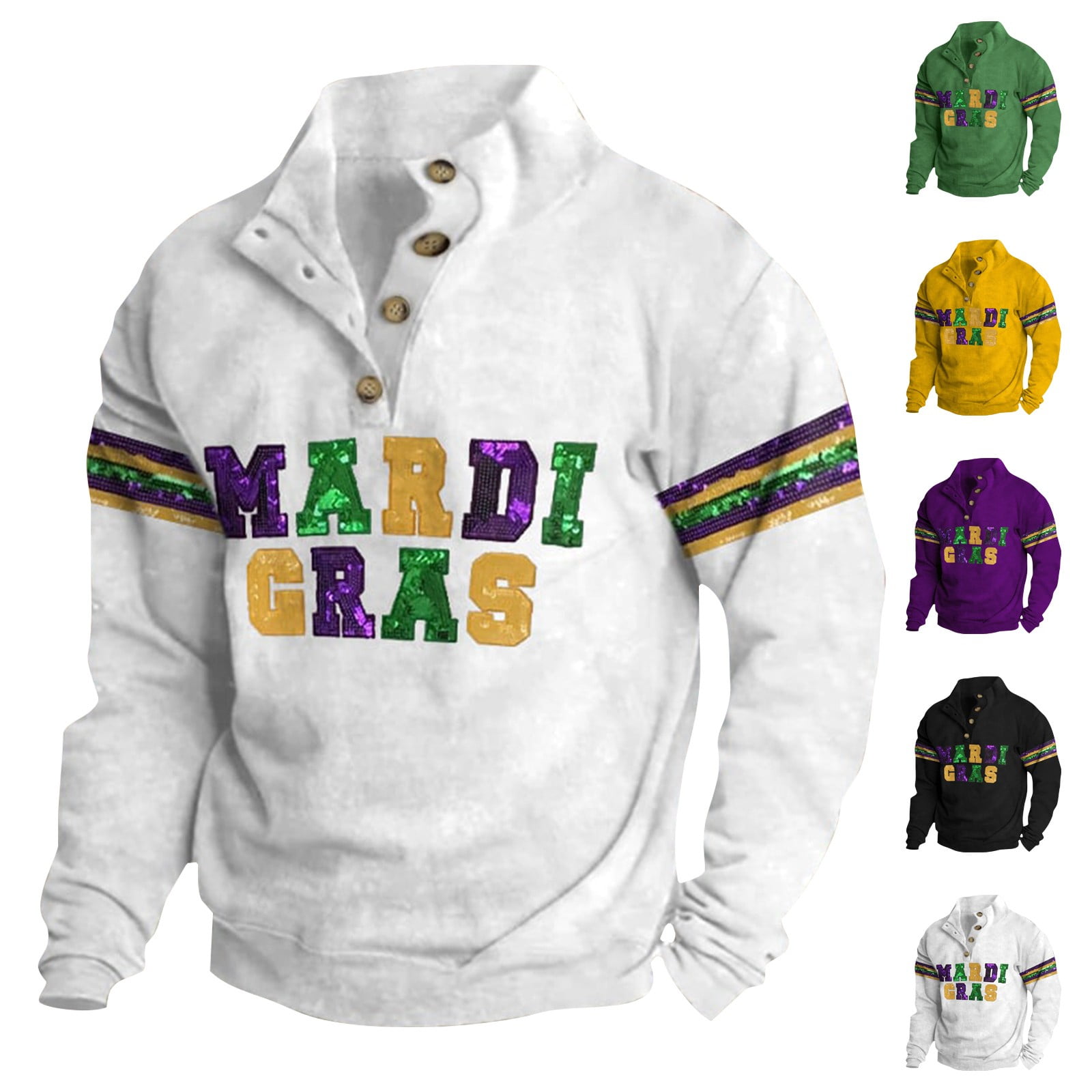 sequin mardi gras mask sweatshirt