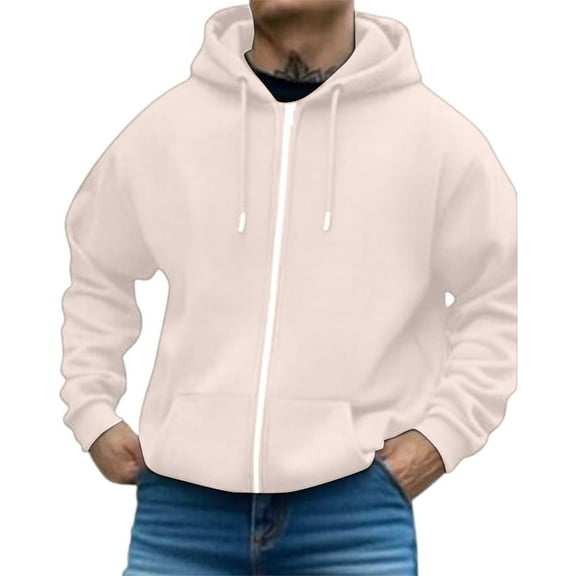 LTTVQM Mens Sweatshirts Oversized Full-zip Y2K Hoodies Work Pullover Lightweight Comfortable Fashion Streetwear with Pocket Beige XL
