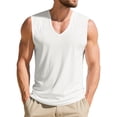 thumbnail image 1 of LTTVQM Mens Workout Tank Tops V Neck Sleeveless Shirt Soft Stretchy Muscle Shirts Athletic Beach Vacation Outfits White 3XL, 1 of 5