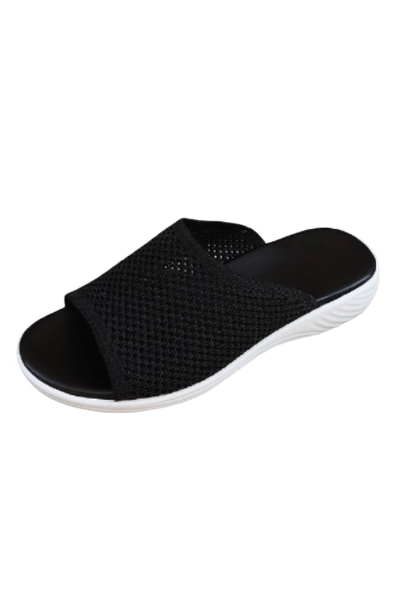 Orthopedic Sandals for Women Breathable Mesh Memory Foam Casual Walking Slide Sandals Lightweight Non Slip Indoor Outdoor Slides With Arch Support Black 41(US-8.5)