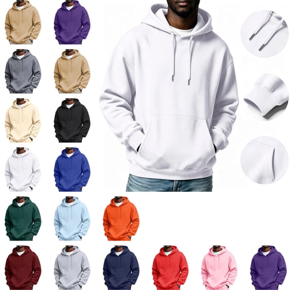 LTTVQM Oversized Hoodies for Men Baggy Casual Classic Comfort Fleece Long Sleeve Hooded Sweatshirt Pullover | Loose Fit, Workout, Athletic Drawstring, Warm, Winter, Plain, Streetwear White M