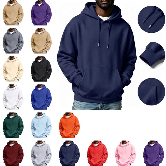 LTTVQM Oversized Hoodies for Men Baggy Casual Classic Comfort Fleece Long Sleeve Hooded Sweatshirt Pullover | Loose Fit, Workout, Athletic Drawstring, Warm, Winter, Plain, Streetwear Navy M