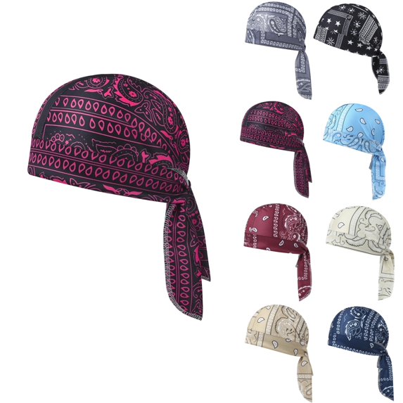 LTTVQM Paisley Cooling Headscarf Cap Men Women Bandana Beanie Motorcycle Head Wrap Safety Helmet Liner Elastic Fit Adjustable Straps Wine