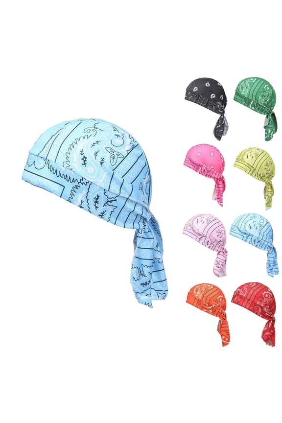 Paisley Cooling Headscarf Cap for Men Women Motorcycle Bandanas for Men Lightweight Comfort Elastic Fit Headwear for Athletes Blue