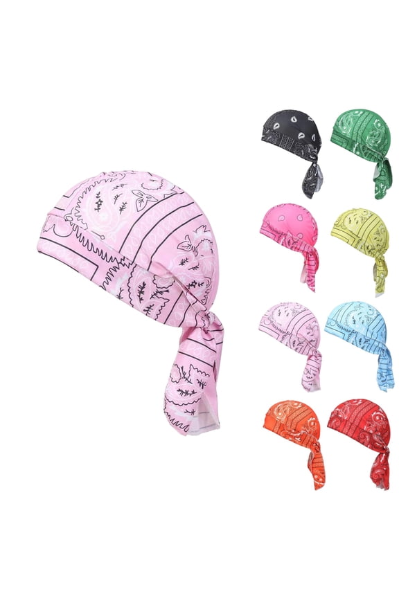 Paisley Cooling Headscarf Cap for Men Women Motorcycle Bandanas for Men Lightweight Comfort Elastic Fit Headwear for Athletes Pink