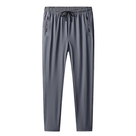 LTTVQM Pants for Men Ice Silk 2026 Ultra Stretch Breathable Pant Quick Drying Stretch Running Active Trousers Dark Gray L