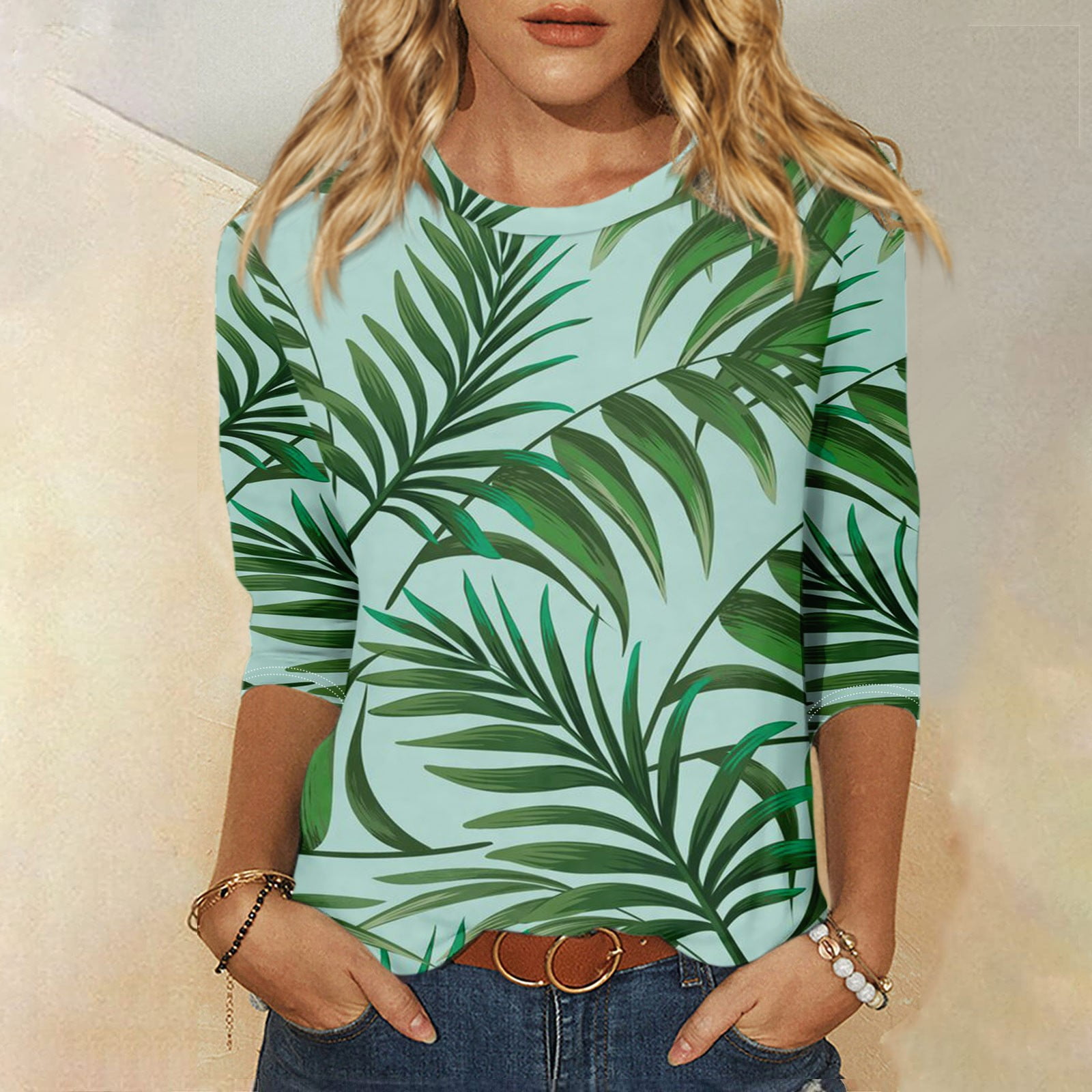 Anbech Women's Dandelion Graphic T-Shirt - Cute Sunflower Print Tee, Casual Loose Fit, Blackish Green, Medium