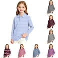 thumbnail image 1 of LTTVQM Polo Shirts for Girls Casual Basic Striped Long Sleeve Quick Dry Collar School Uniform Shirts Relaxed Fit Comfortable Breathable Tops Blue 5-6 Year, 1 of 6