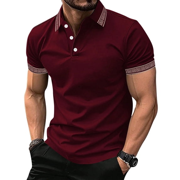 LTTVQM Polo Shirts for Men 3 Buttons Short Sleeve Comfortable Cotton Summer T-Shirts Outdoor Classic Fit Casual Performance Golf Shirts Wine XL