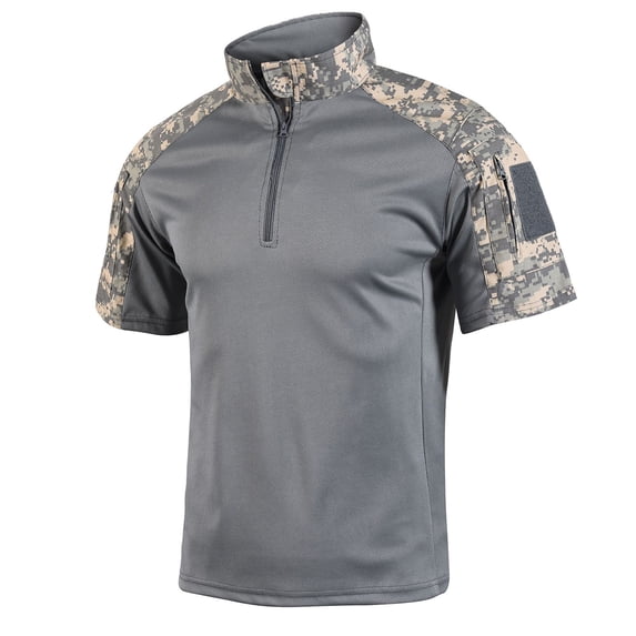 LTTVQM Polo Shirts for Men Camo Short Sleeve 1/4 Zipper Outdoor Workout Collared Shirts Quick Dry Golf Shirt Dark Gray 5XL
