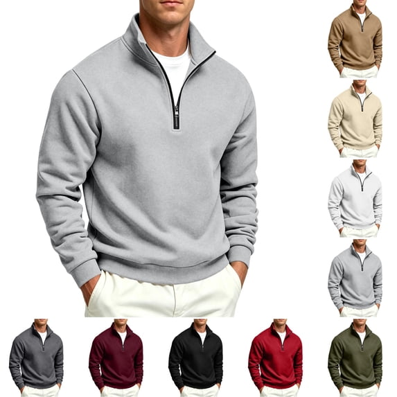 LTTVQM Quarter Zip Pullover Men Fleece Casual Zip Mock Neck Soft Long Sleeve Sweatshirts Relaxed Fit Stand Collared Classic Casual Athletic Fall Winter Comofortable Sweater