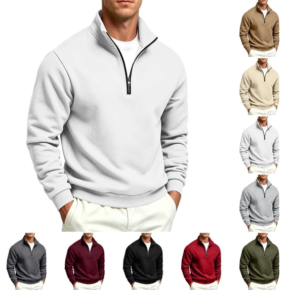 LTTVQM Quarter Zip Pullover Men Fleece Casual Zip Mock Neck Soft Long Sleeve Sweatshirts Relaxed Fit Stand Collared Classic Casual Athletic Fall Winter Comofortable Sweater