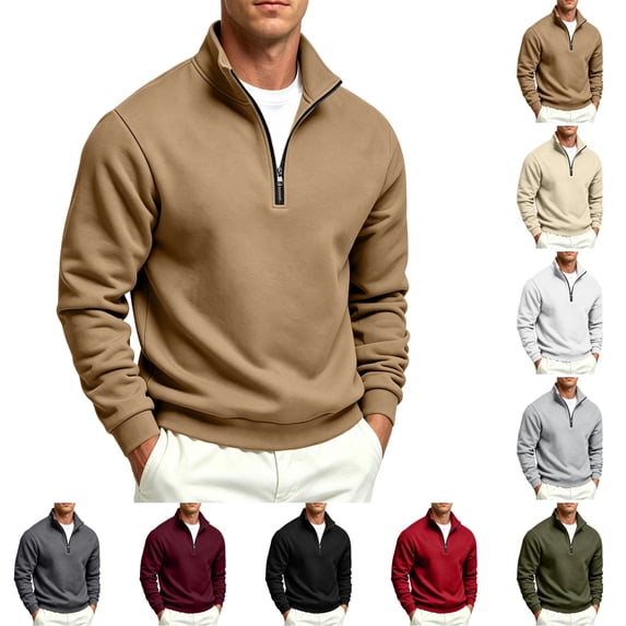 LTTVQM Quarter Zip Pullover Men Fleece Casual Zip Mock Neck Soft Long Sleeve Sweatshirts Relaxed Fit Stand Collared Classic Casual Athletic Fall Winter Comofortable Sweater