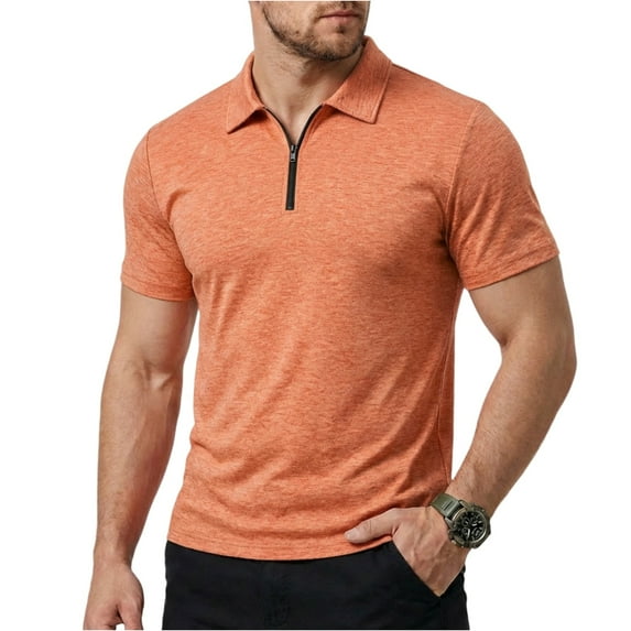 LTTVQM Quarter Zip Up Pullover for Men Collar Shirts Long Sleeve Golf Tops 2026 Spring Athletic Casual Workout Orange M