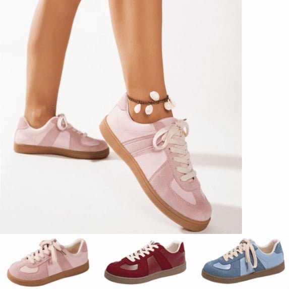 LTTVQM Retro Sneakers Women Comfortable Vintage Platform Suede Upper Lace Up Low Tops Sneakers Non Slip Thick Gum Sole Casual Fashion Shopping Ladies Walking Shoes Pink 36(US-5.5)