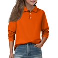 thumbnail image 1 of LTTVQM Saffron Girls Uniform Tops Long Sleeve Top Casual Button Down Uniform Shirts 2025 New with Collar Golf Polo Shirts Lightweight Blouse Saffron 3-4 Years, 1 of 6