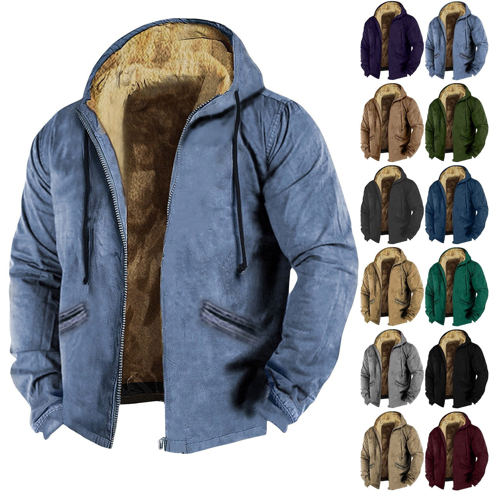 LTTVQM Sherpa Shirt Jacket for Men Long Sleeve Jacket Fleece Lined ...