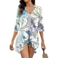 LTTVQM Short Sleeve Cardigans for Women Kimono Floral Printed Open