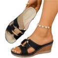 thumbnail image 1 of LTTVQM Slide Sandals for Women Arch Support Platform Open Toe Cork Footbed Wedge Sandals Slip-On Lounge Adjustable Buckle Slides for Daily Walking Black 36(US-5.5), 1 of 5