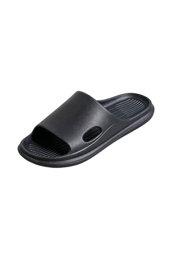 Slides for Men Non Slip Cushioned Platform Quick Dry Bathroom House Slippers Indoor Outdoor Portable Walking Sandals Black 36(US-4.5Men)
